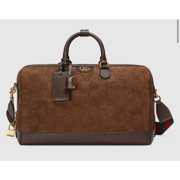 GUCCI LIMITED EDITION Gucci GG Suede Duffle Bag brown 19.7"W x 12.6"H x 10.6"D - Picture 2 of 9